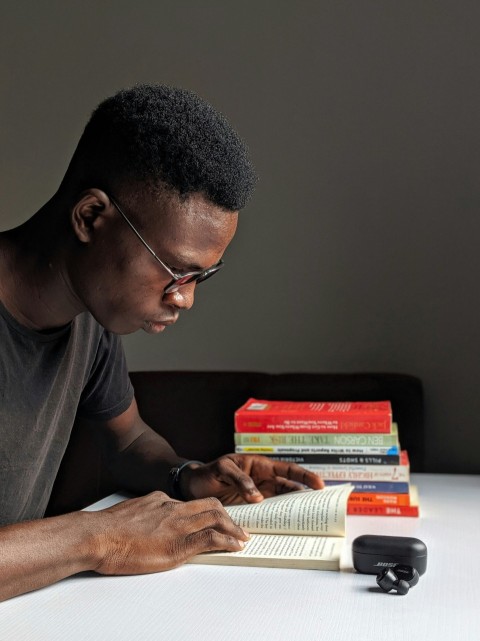 man reading inside room