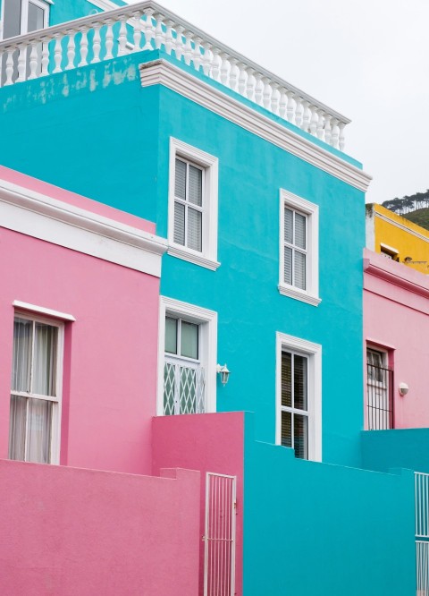 a row of colorful buildings