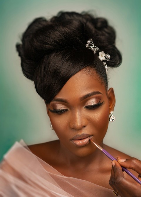 woman with white flower on her ear