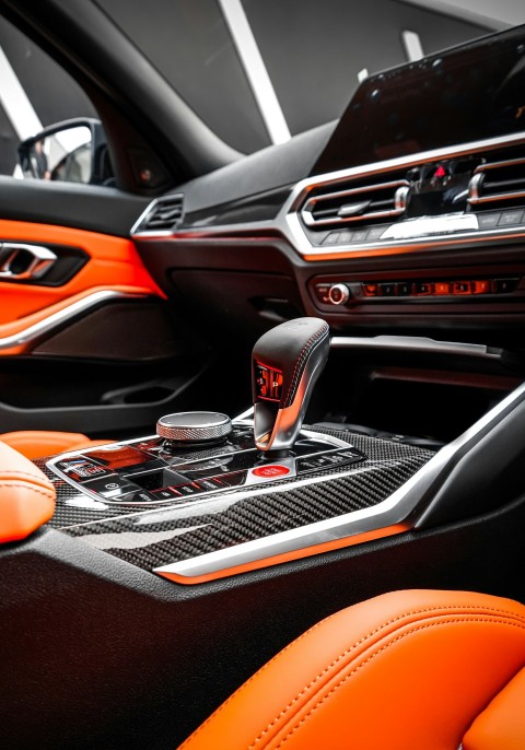 black and orange car interior