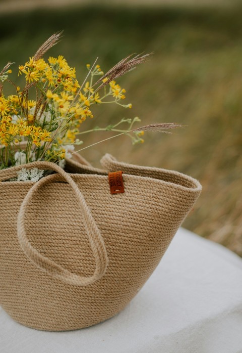 a basket with a tag on it