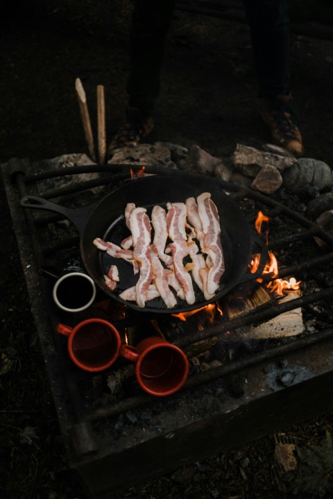 grilled meat on black charcoal grill  VyxA