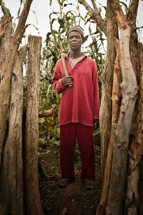 a man standing in a forest