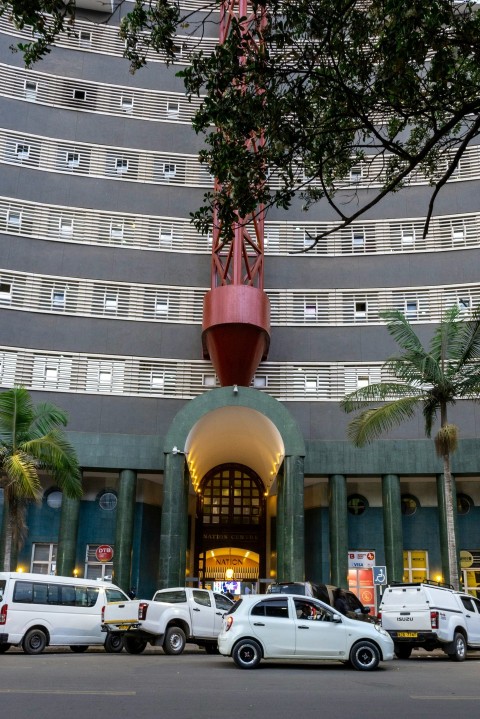 a building with a large arch