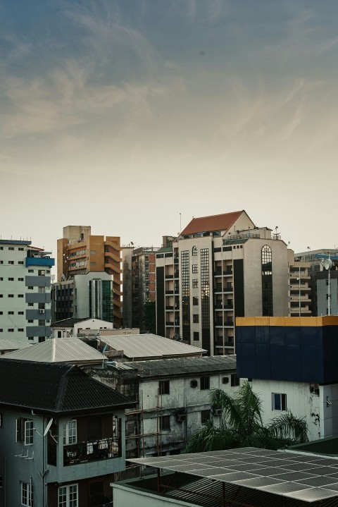 a view of a city with tall buildings