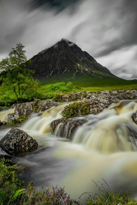 time lapse photography of flowing multi tier waterfall