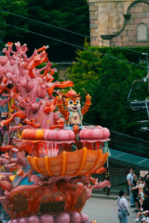 a parade float in the middle of a street