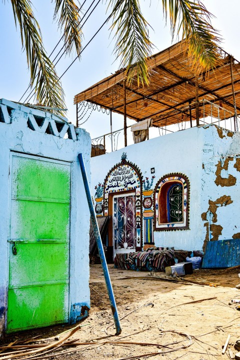 a house with a straw roof