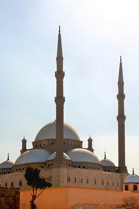 a large building with two tall towers on top of it