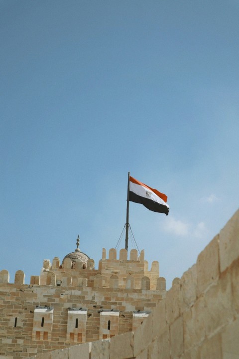 a flag on a building