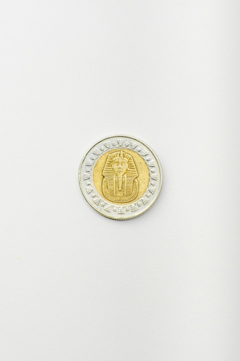 a coin with a gold design