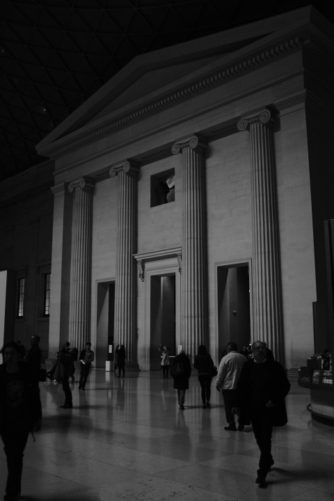 people walking in a building