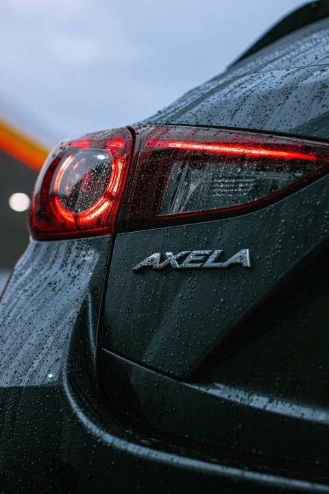 a close up of the tail lights of a car