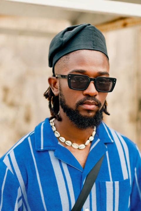 a man with a beard wearing sunglasses and a hat