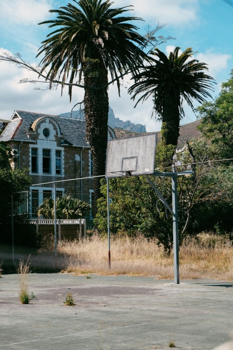 a basketball hoop in front of a house