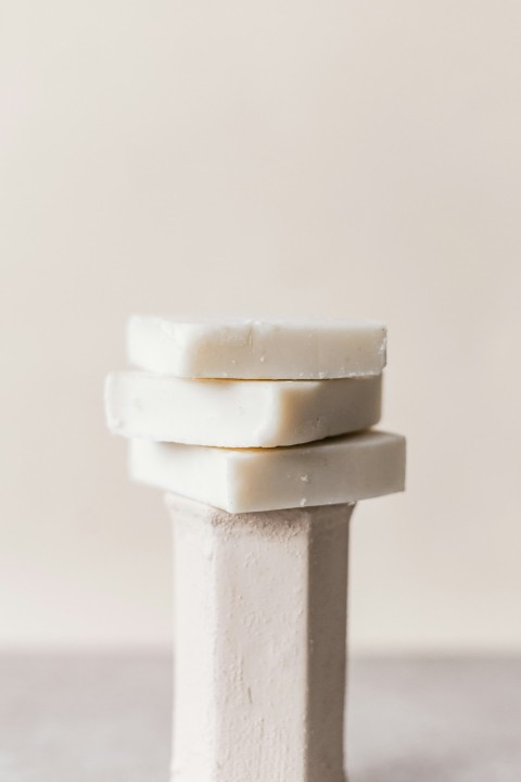 white round stone on white table