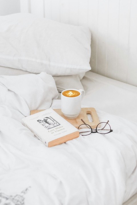 coffee in ceramic mug served on board