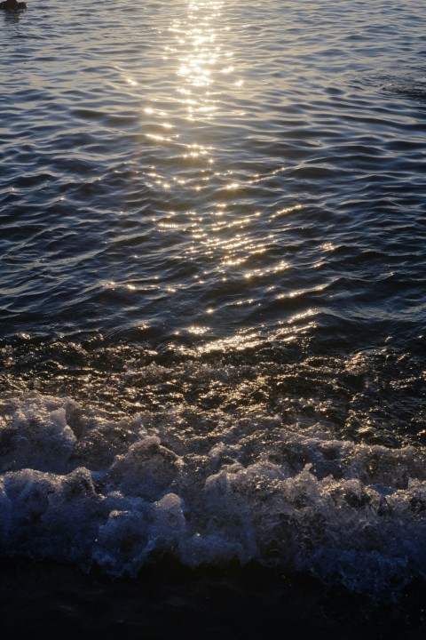 the sun shines brightly over the water of a lake