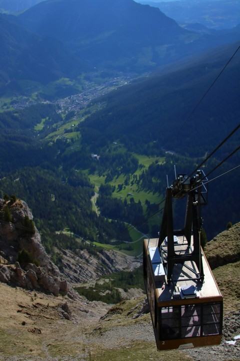 a view of a valley from a ski lift