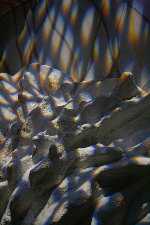 a close up of a rock formation with a blurry background