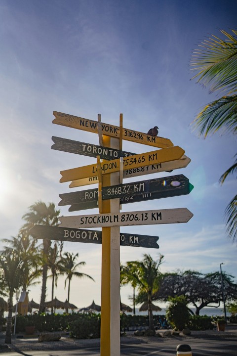 a pole with a bunch of street signs on it vDOfb