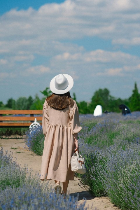 a person walking in a field