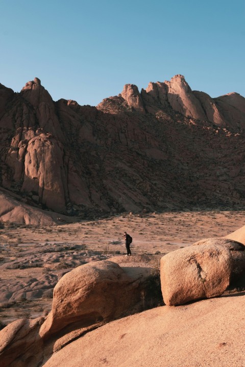 a person standing in a desert