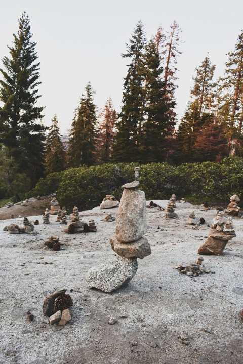 stone cairn on rock surface RgjItS n