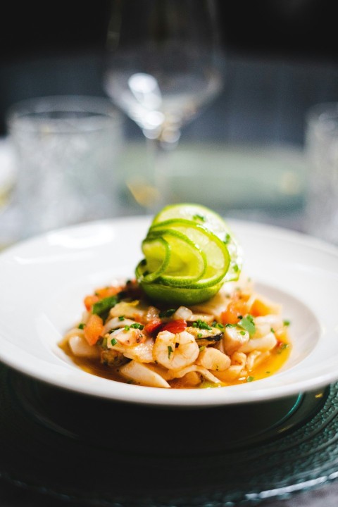 vegetable salad on white ceramic plate