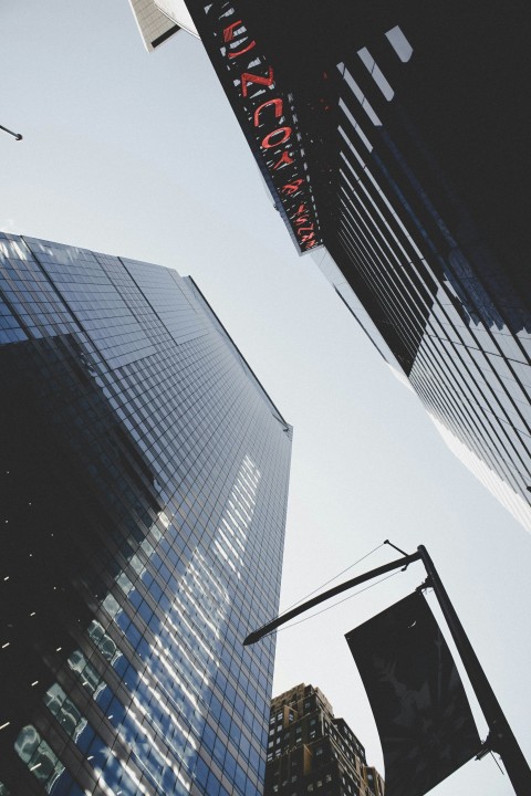 worms eye view of tall building