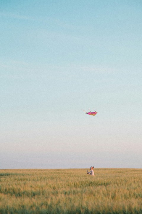 person in white shirt and black pants walking on brown field under gray sky during daytime