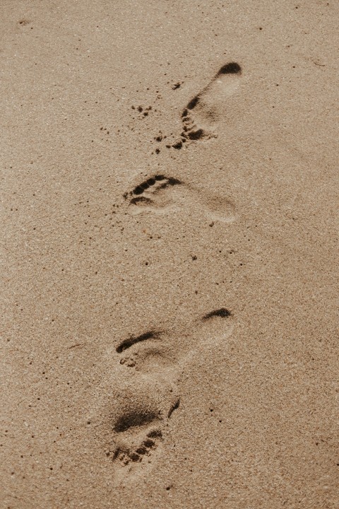 a couple of footprints that are in the sand