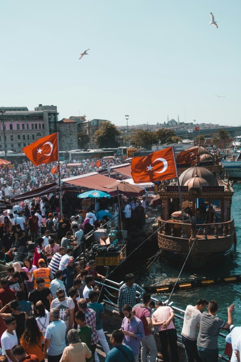 turkey flag in boat during daytim