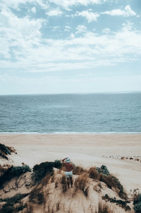 a sandy beach next to the ocean