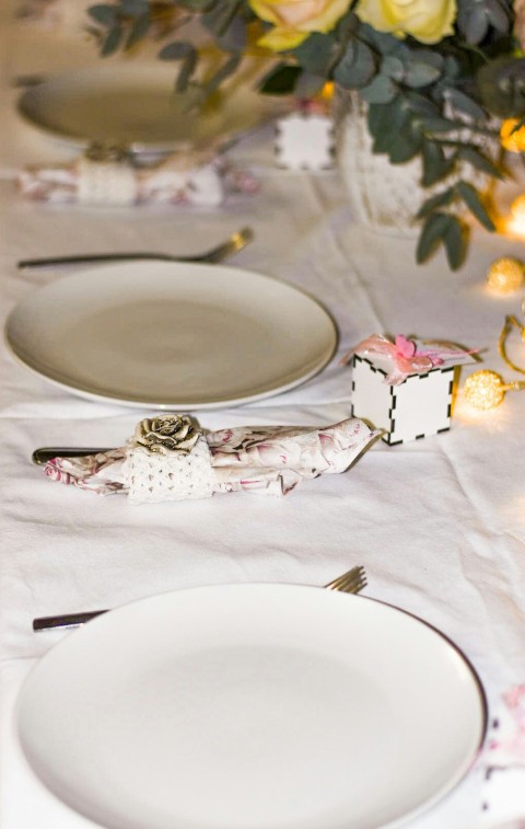 white ceramic plate on table