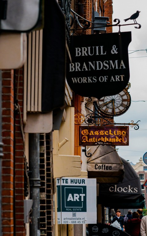 a city street with a bunch of signs on it