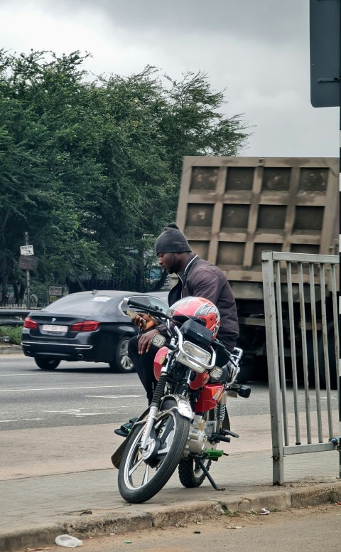 a man on a motorcycle