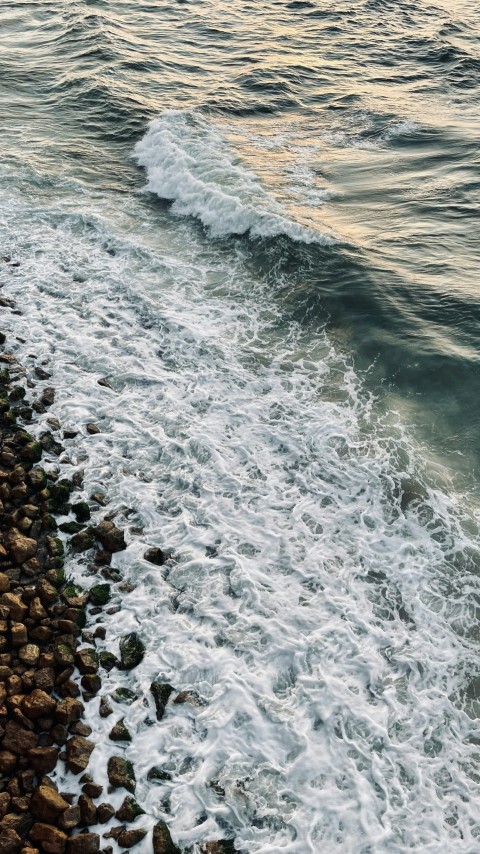 waves crashing on rocks