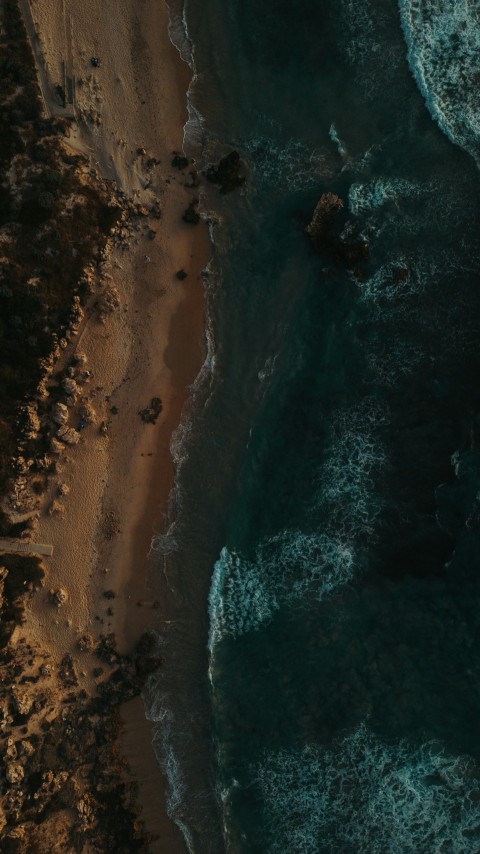 a birds eye view of a beach and ocean