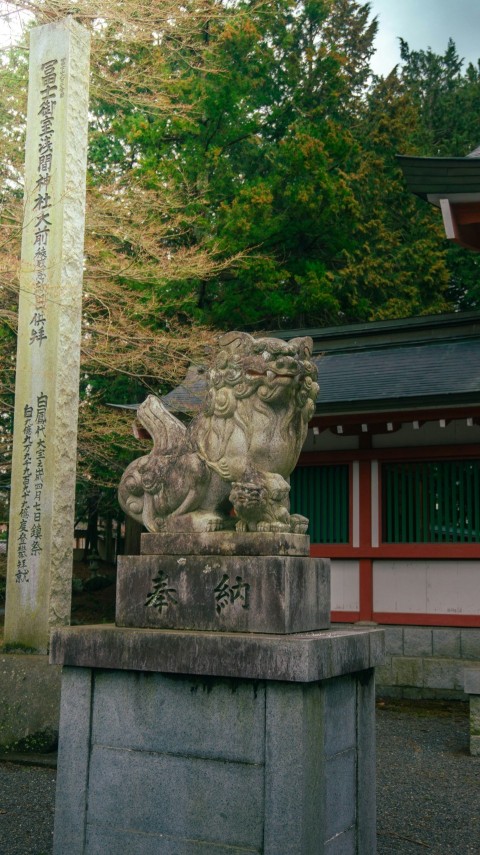 a statue of a lion in front of a building H9W