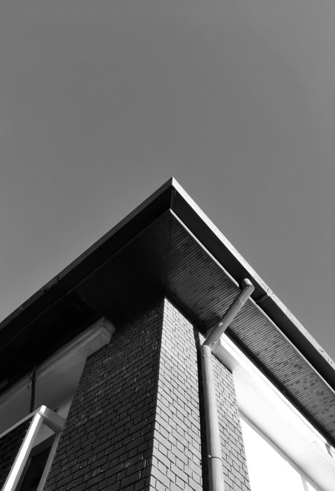 grayscale photo of concrete building