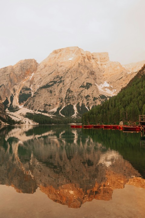 brown and white mountain near body of water during daytime TjxzZy