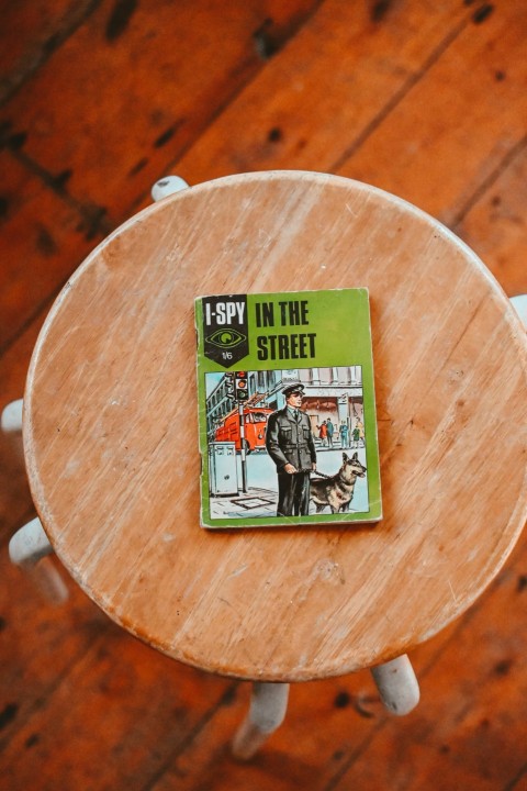 a book sitting on top of a wooden table